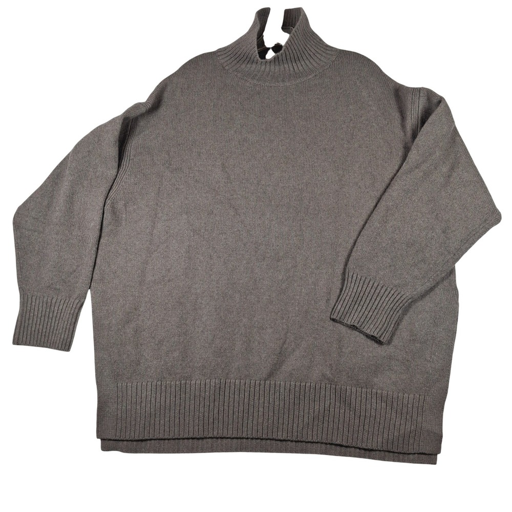 HM Conscious Choice Women XXL Taupe Brown Mock Neck Oversized Knit Sweater NWT